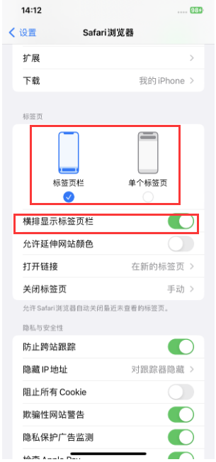 舒城苹果手机维修分享Safari浏览器如何切换标签栏位置 