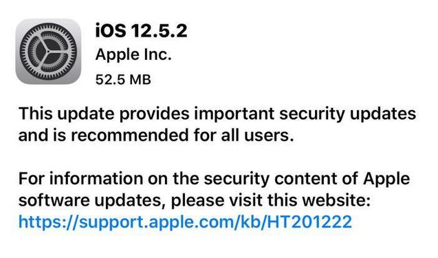 舒城苹果手机维修分享iOS12.5.2发布，建议所有老苹果用户安装 